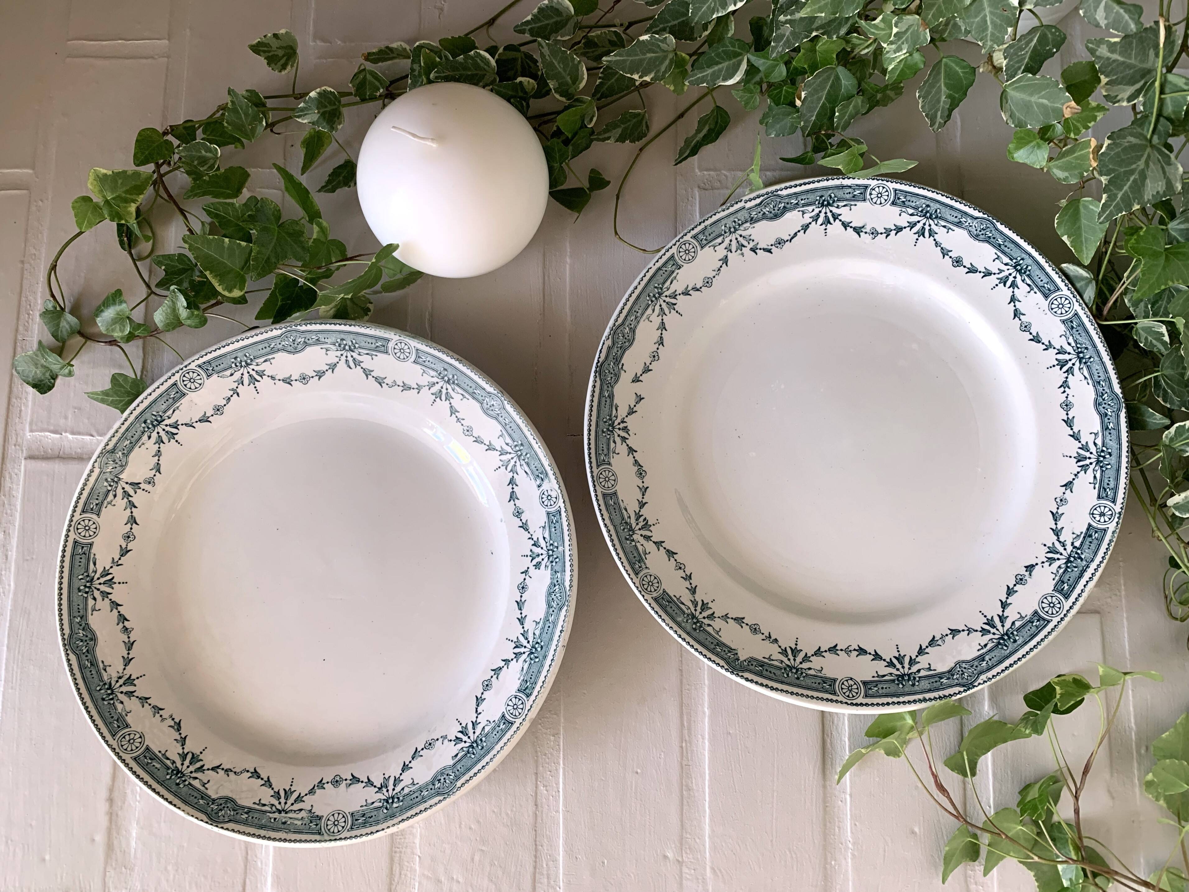 Duo of old earthenware dishes from Saint-Amand (North)