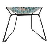 Diamond chair by Harry Bertoia in white & black metal and new leather seati