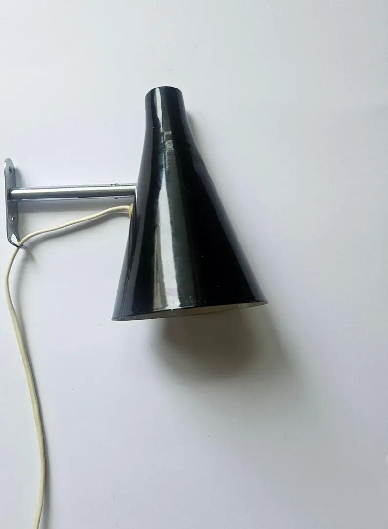 Rare Black Midcentury Adjustable Wall Lamp in style of Stilnovo, Lidokov, 1960s