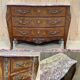 Louis XV style chest of drawers in rosewood, oak and marble top, made in the 70s