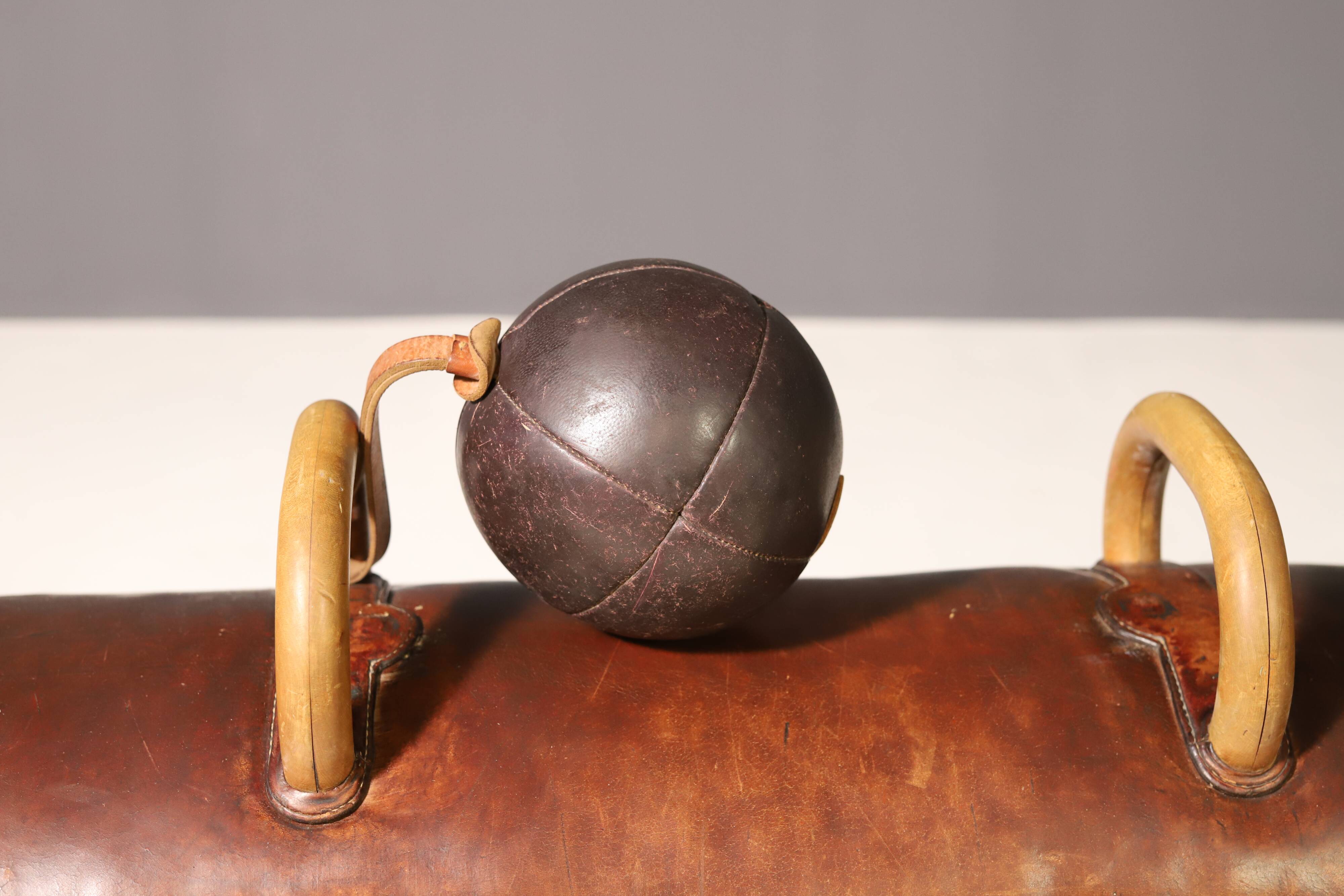 Large Vintage Leather Medicine Ball