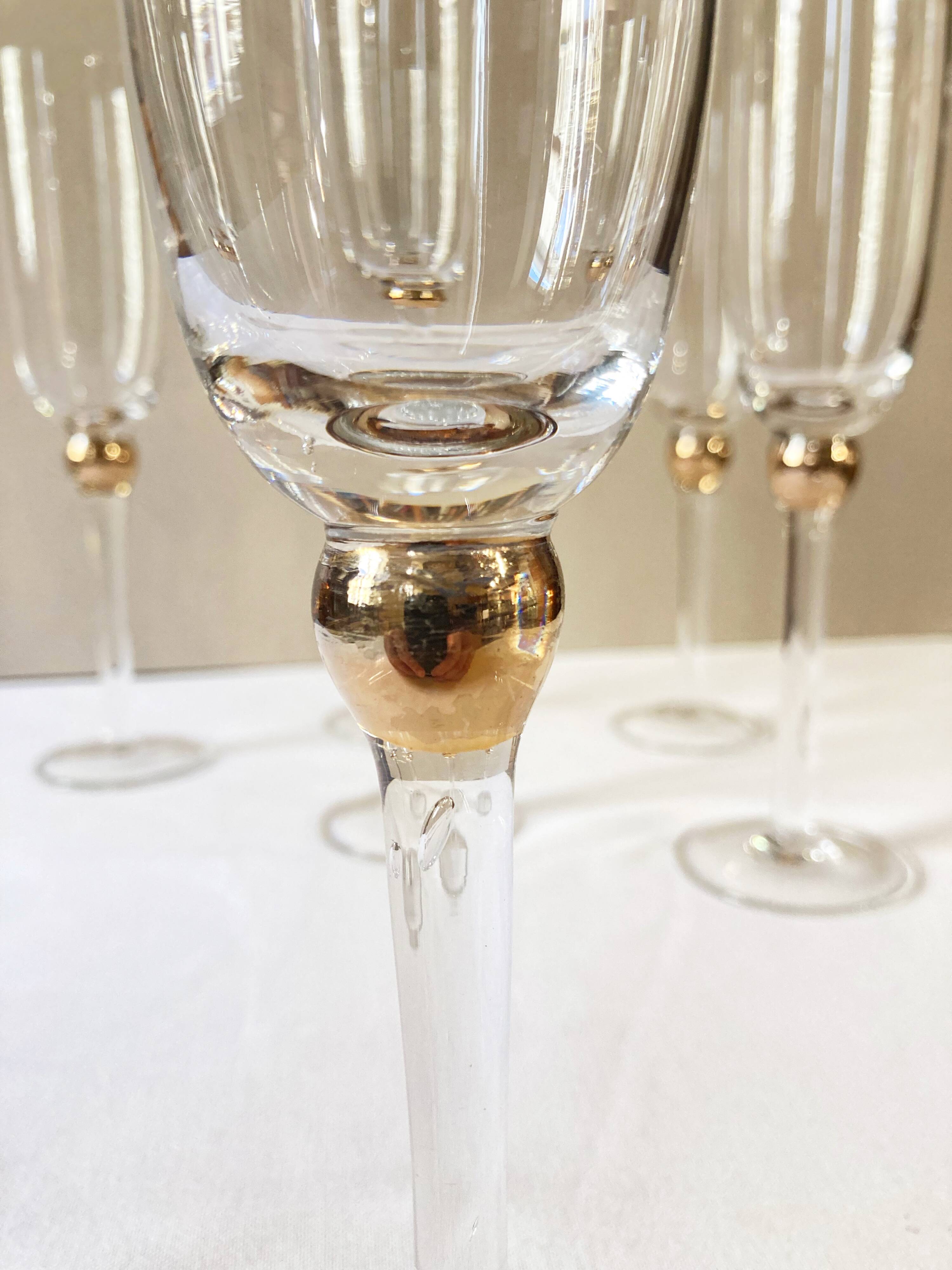 Glass champagne flutes