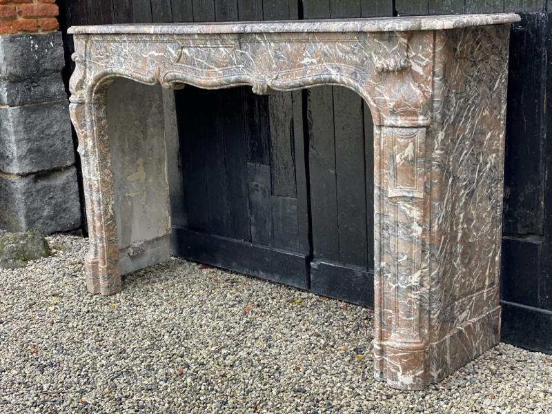 Louis XV Style Fireplace In Grey Marble Of the Ardennes