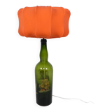 Wine bottle table lamp with fabric shade, 1970s