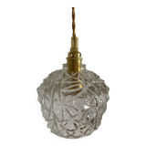 Vintage globe lamp in transparent molded glass