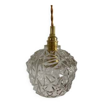 Baladeuse avec globe vintage en verre moulé transparent