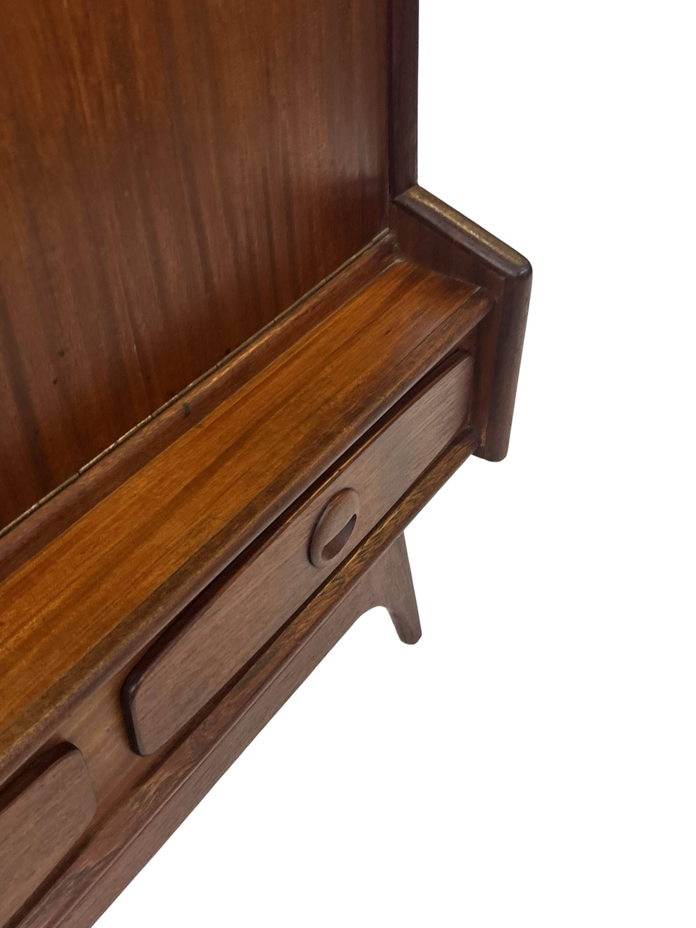 Vintage teak wall cabinet with flap door 1960s design wall unit