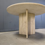 Round Italian travertine dining table 1970s