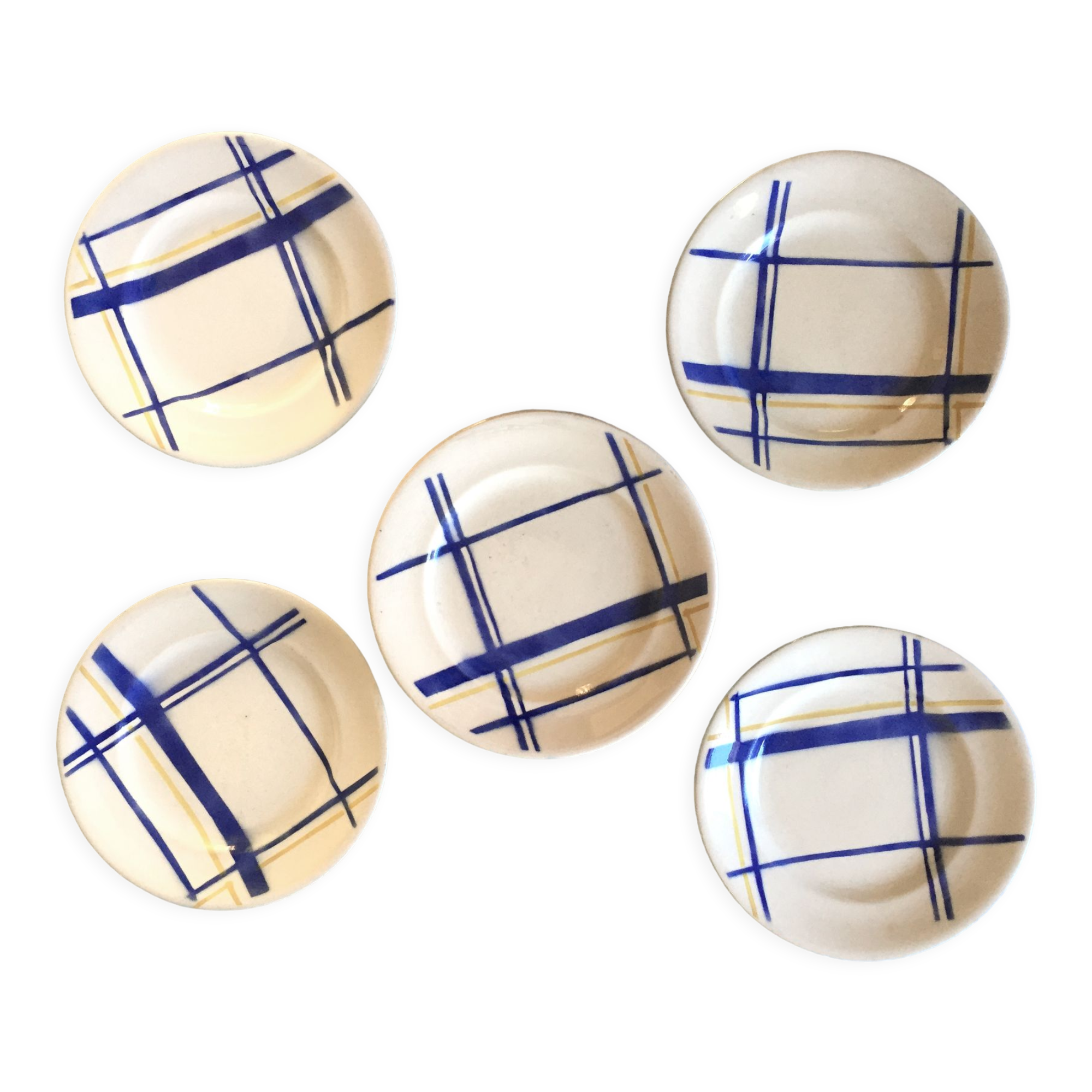 Set 4 plates and 1 pie dish Longwy model "Lucia"