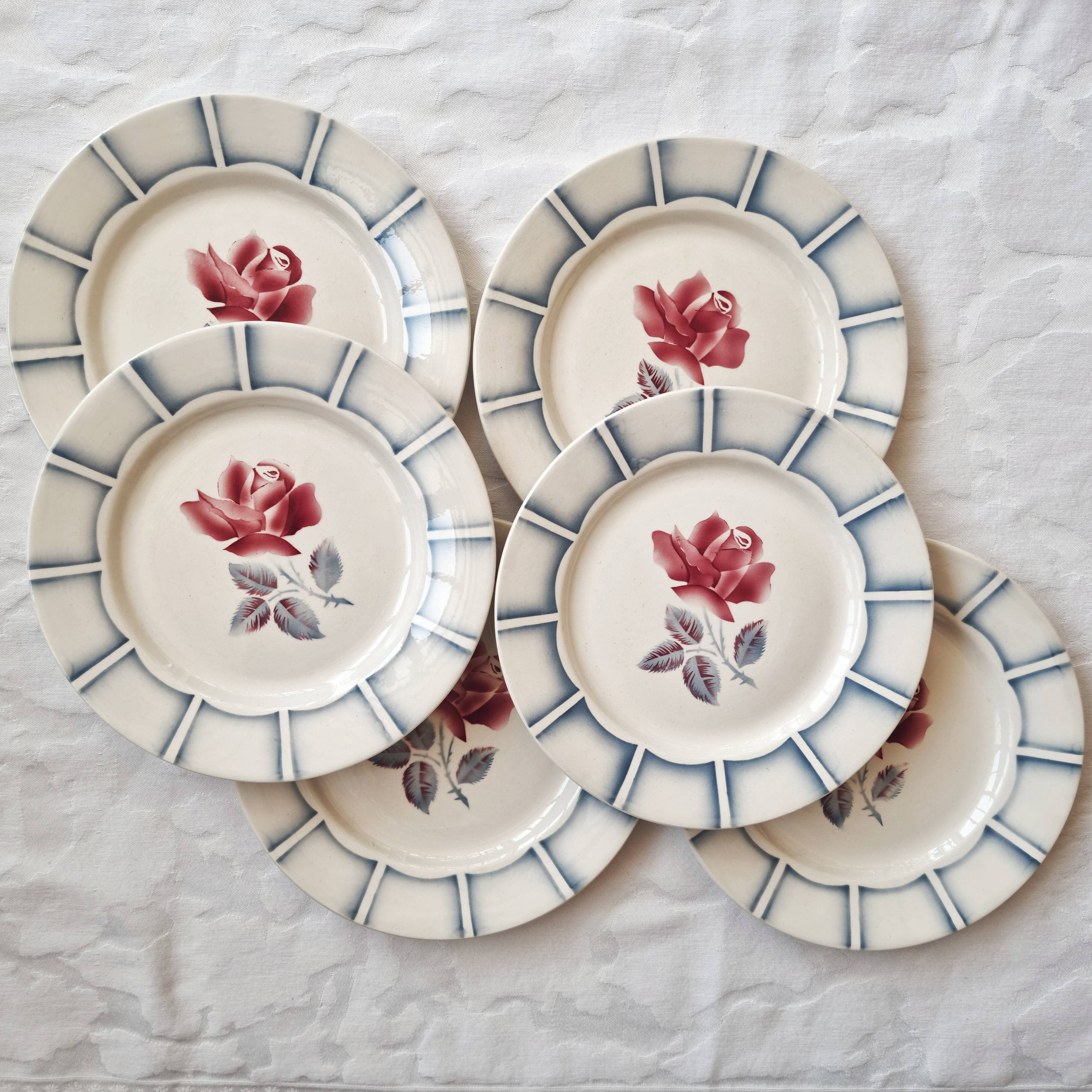 Set of 6 flat plates Dauphin de Digoin
