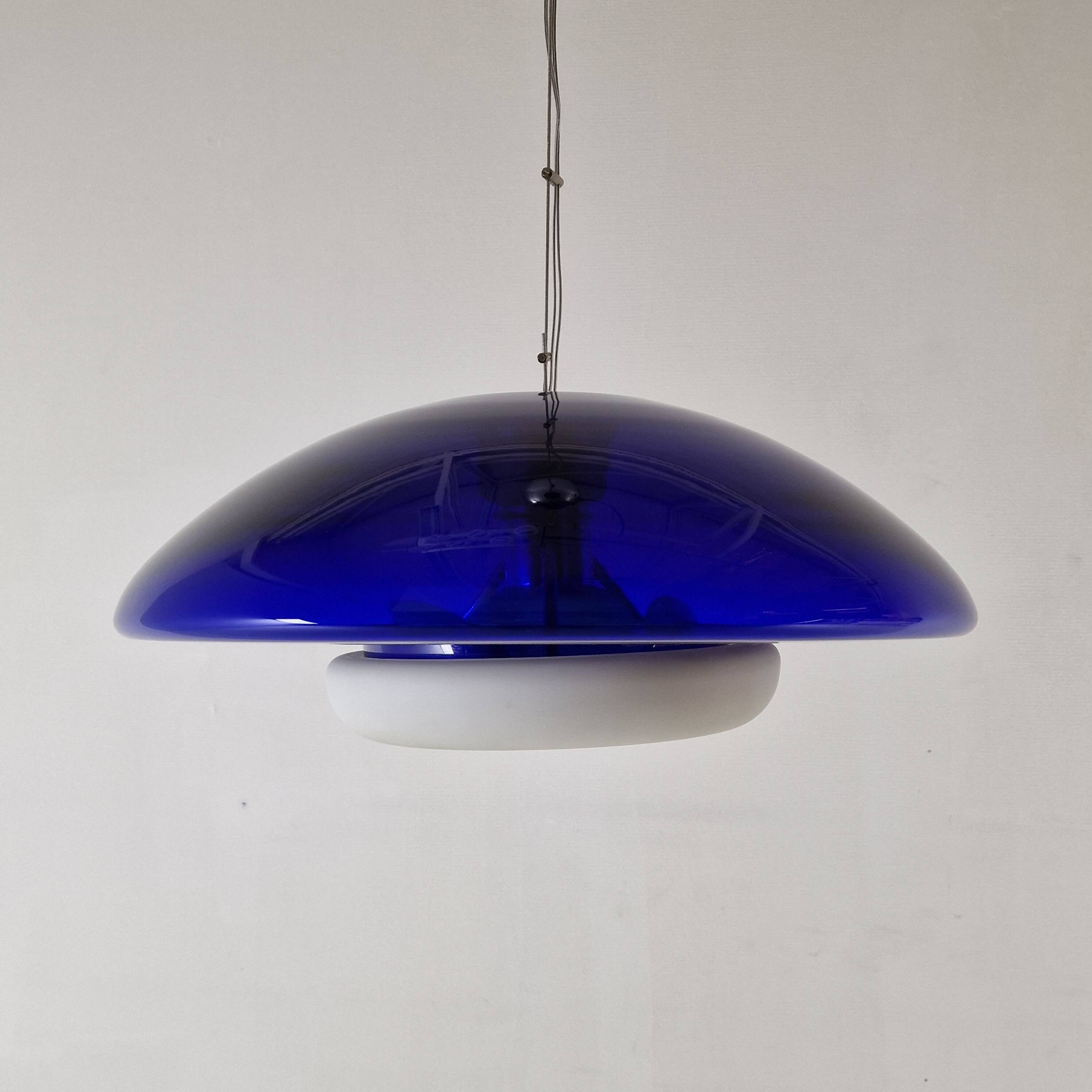 "Bauta" Murano Glass Pendant Lamp by Vistosi, Italy 1980s