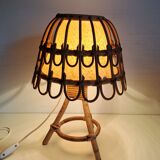 Vintage bamboo bedside lamp