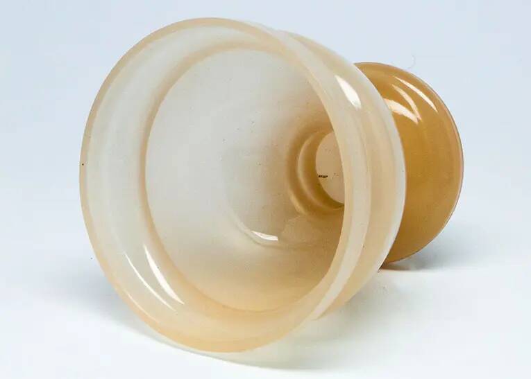 Vase, mid-century modern, beige glass, Poland, 1970s