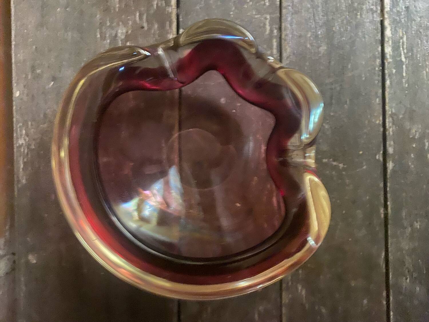 Vintage murano sommerso pink glass ashtray made in italy