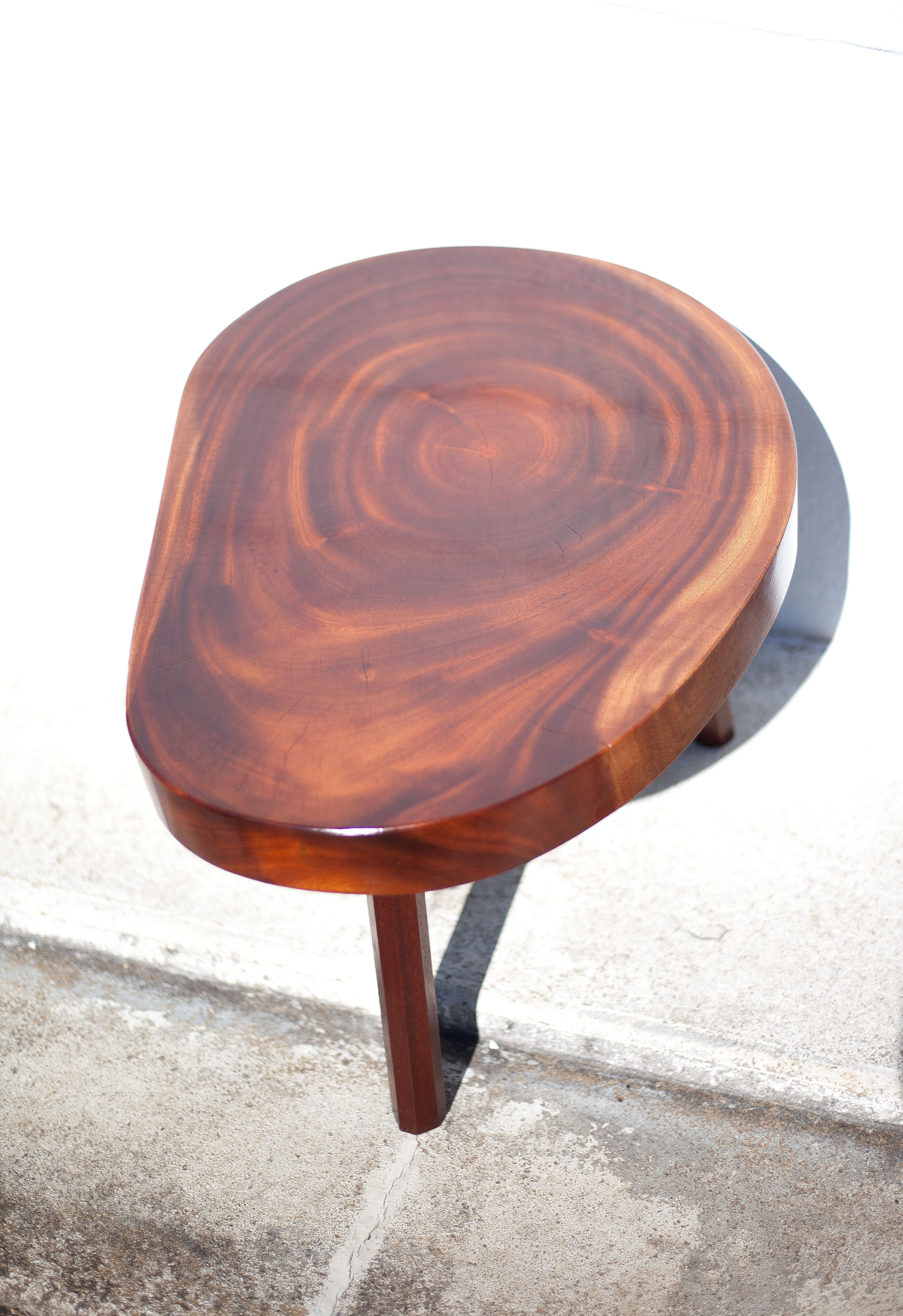 Wood coffee table, tripod table, thick wood table, living room table, brutalist, design, furniture