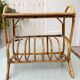 Rattan side table, magazine rack or record rack. Vintage 60s.