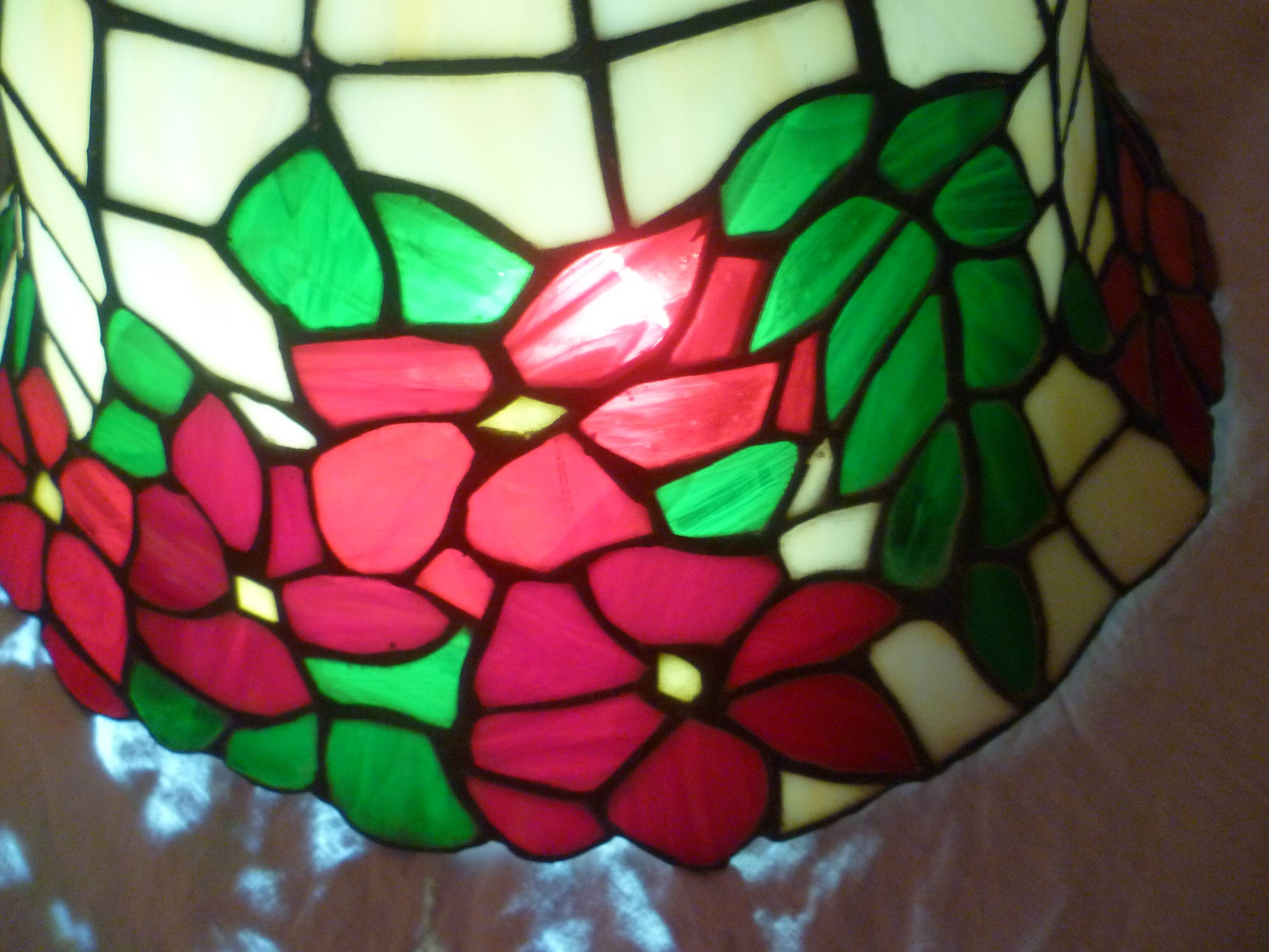 Tiffany-style cloisonné mother-of-pearl pendant light, 1970s