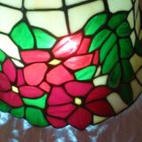 Tiffany-style cloisonné mother-of-pearl pendant light, 1970s