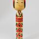 Decorative Kokeshi doll sculpture from northern Japan, hand-painted, signed.