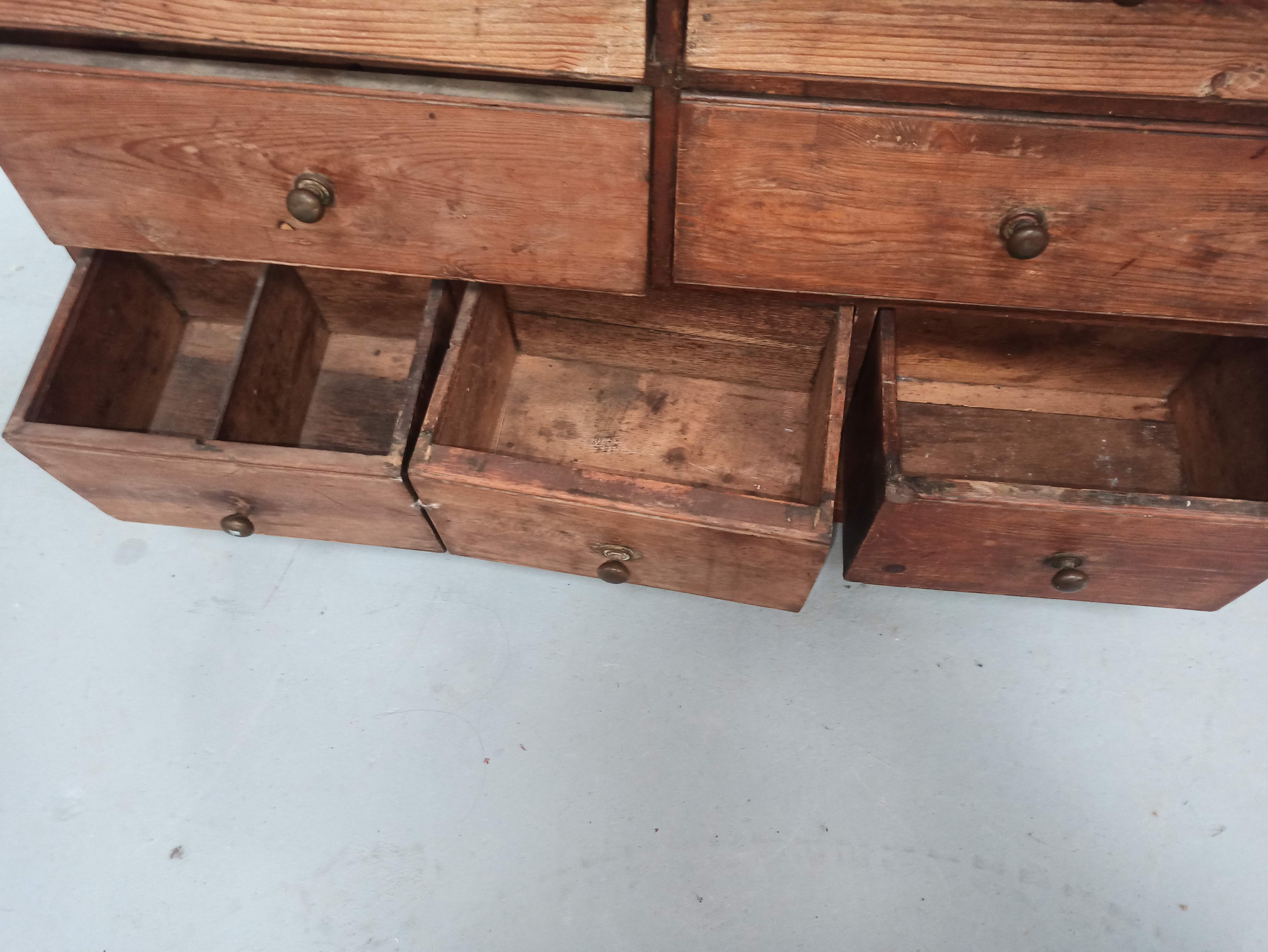Hardware furniture wood multiple drawers old