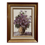 Oil on canvas still life with flowers by M. Brochard 20th century