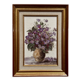 Huile sur toile nature morte aux fleurs par M. Brochard XXe