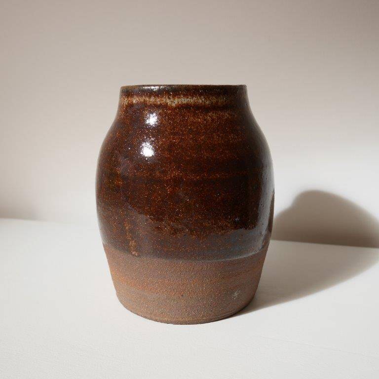 Brown stoneware vase
