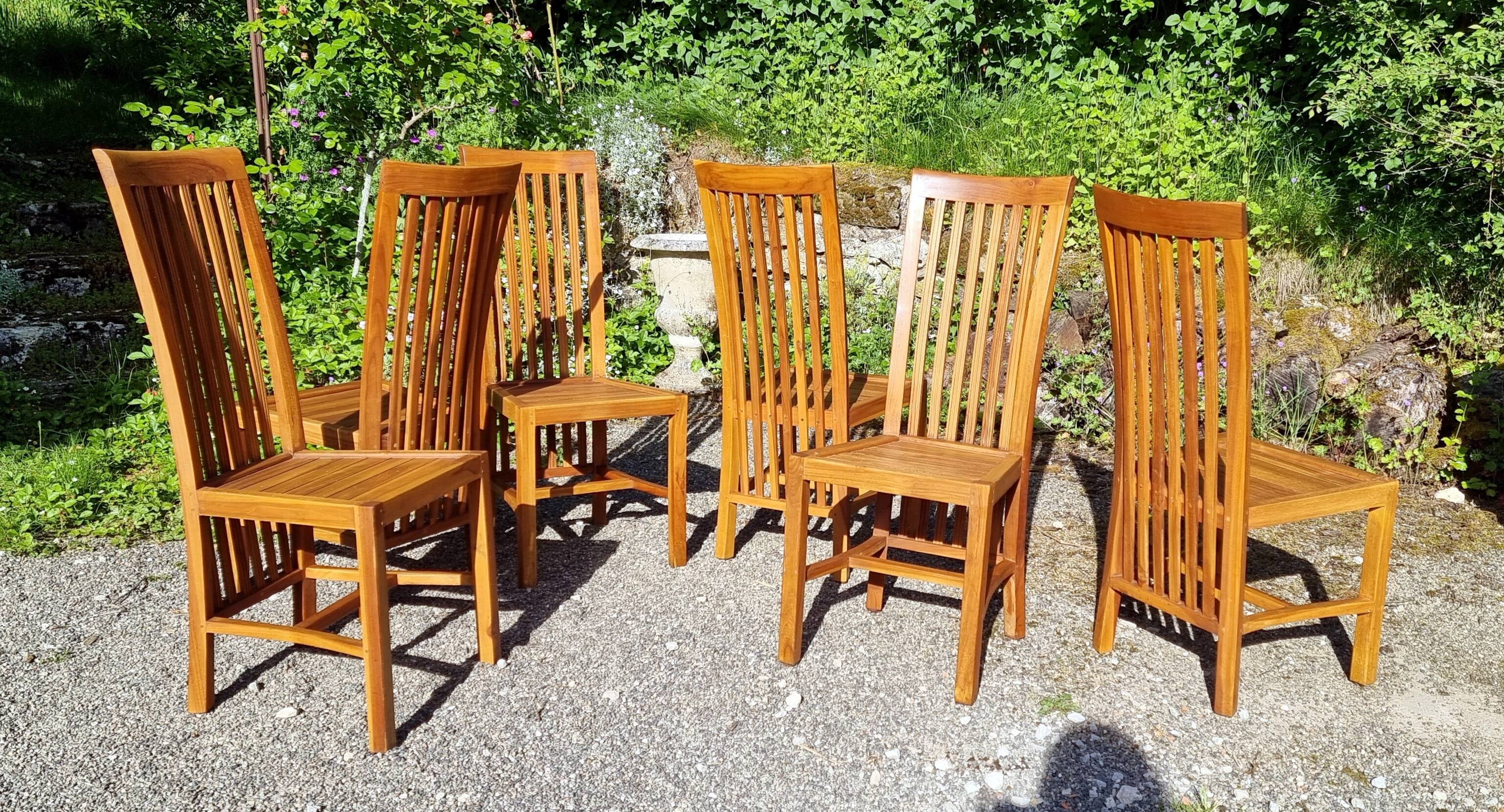 SUite 6 chaises en teck massif