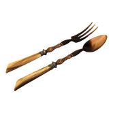 Vintage serving cutlery in horn and wrought metal