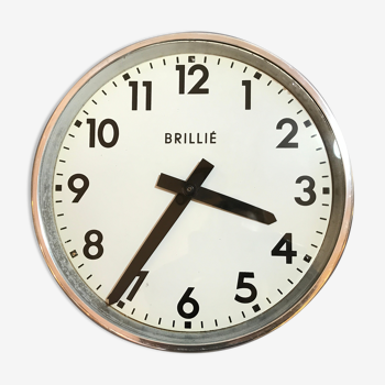 Horloge industrielle fonctionnelle brillie alu poli 24 cm gare pendule 1960