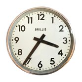 Horloge industrielle fonctionnelle brillie alu poli 24 cm gare pendule 1960
