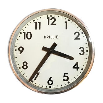 Functional industrial clock brillie polished alu 24 cm station pendulum 1960