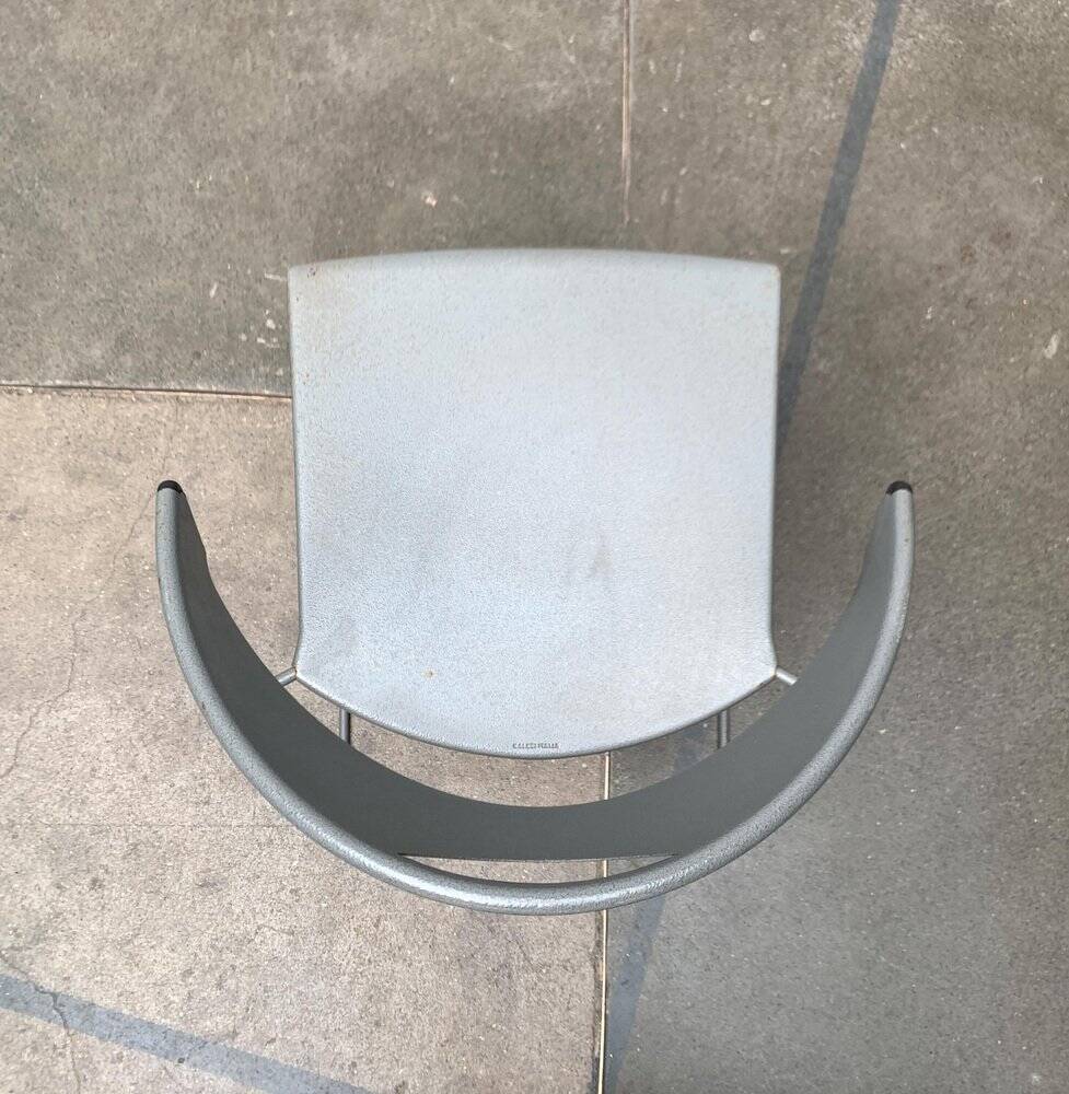 Set of stackable chairs model Juliette in postmodern Italian metal by Hannes Wettstein for Cerruti Baleri, 1980s.