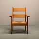 Art Deco Haagse School Armchair in solid Oak and Straw, 1930s