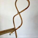 Removable wicker cradle / bassinet on bamboo casters 1950s