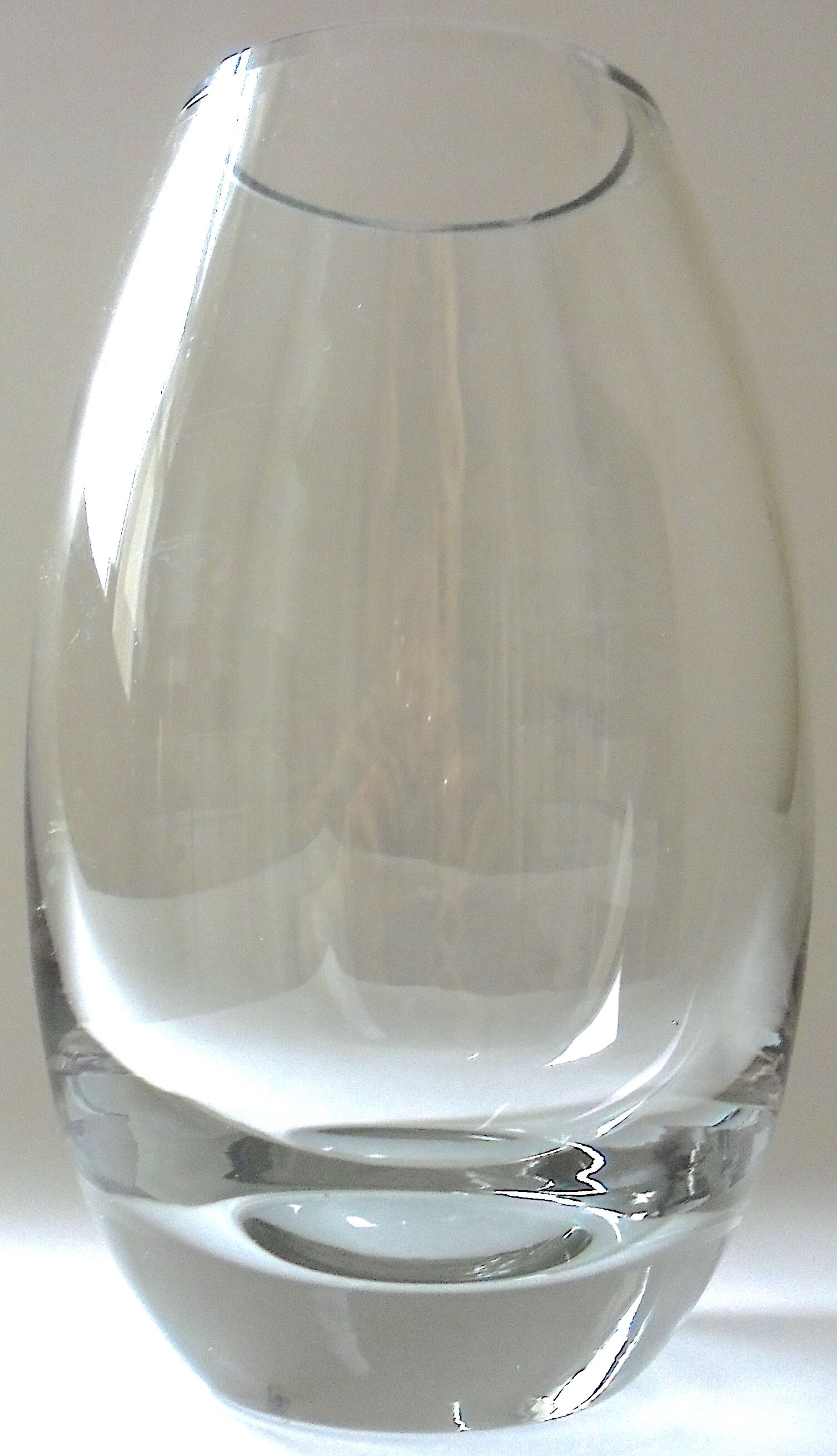 Contemporary elliptical colorless crystal vase by Krosno-Glassware