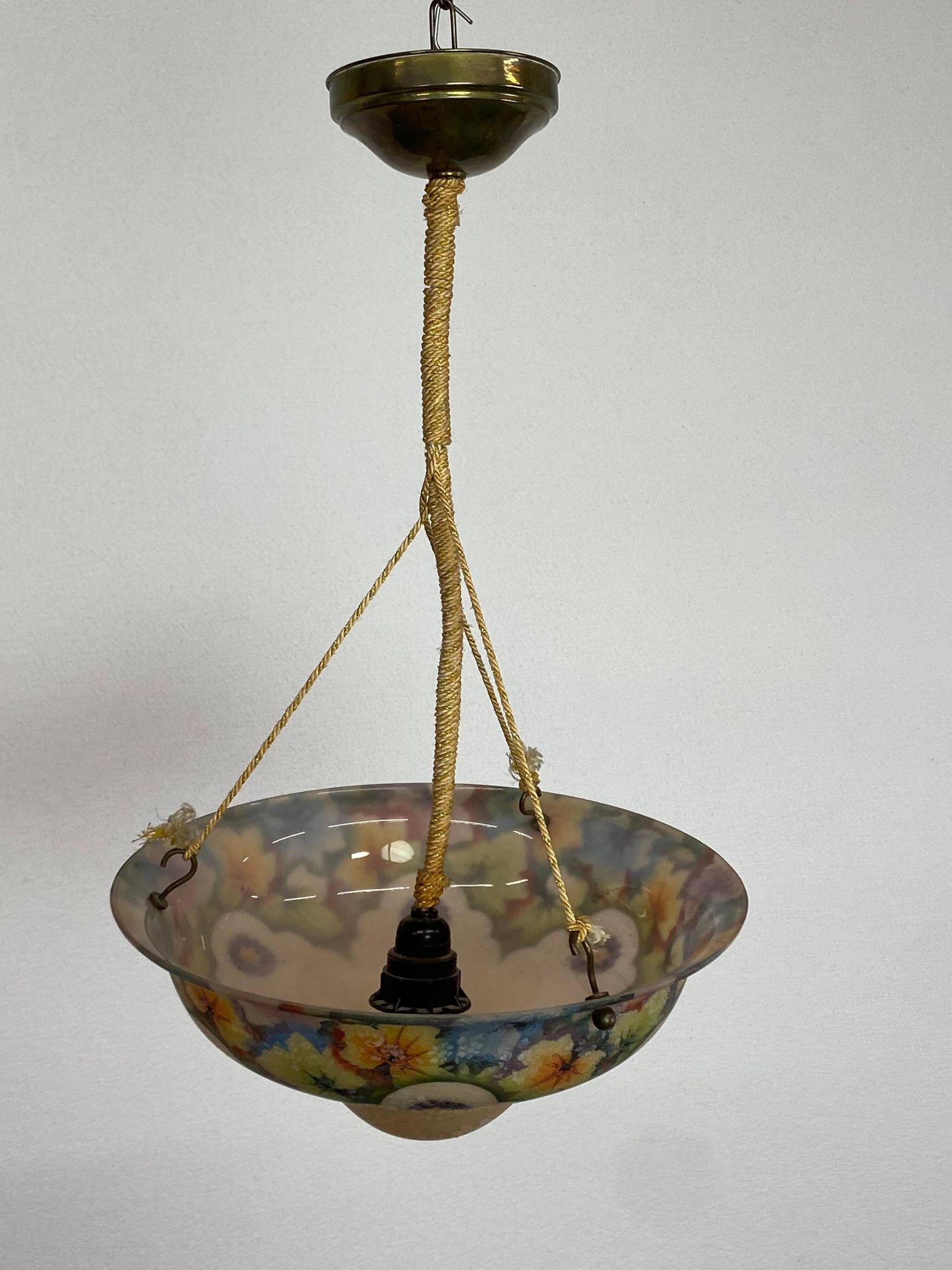 Lampe en verre peinte à la main Art Nouveau