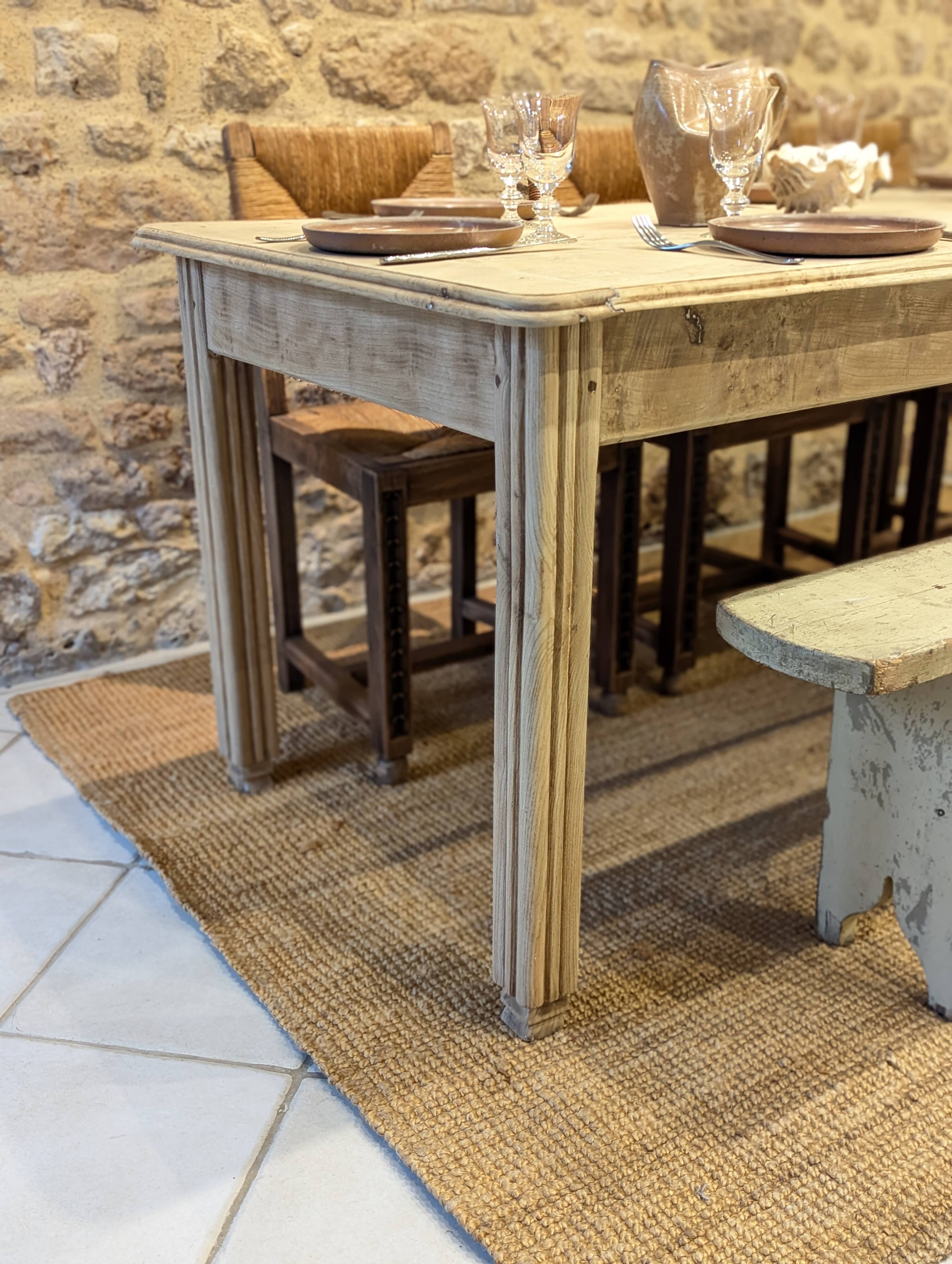 Old farmhouse table in elm