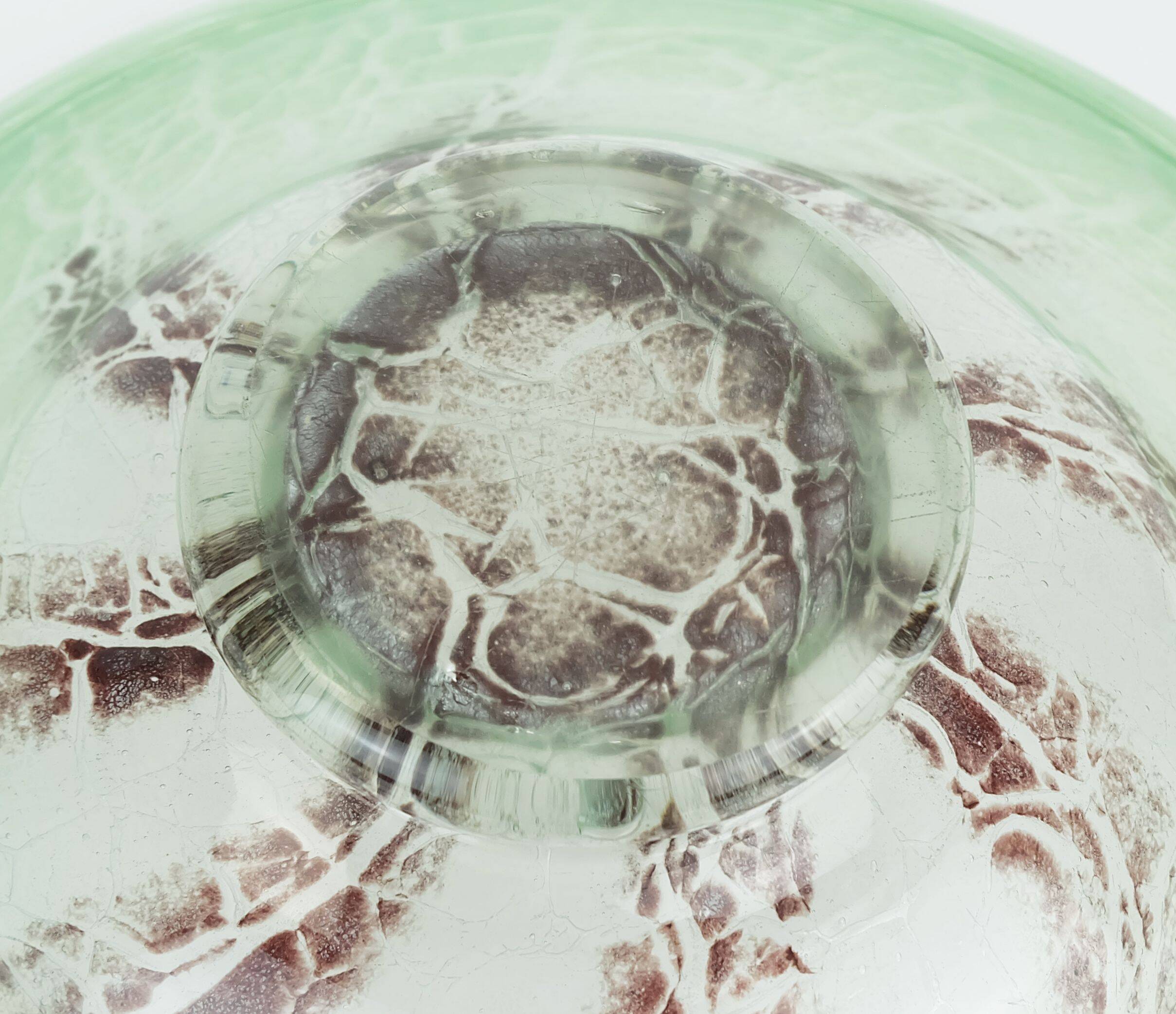 fantastic large WMF art deco ikora glass BOWL karl wiedmann 1930s green and