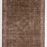 Mid-century handmade turkish area rug in brown and beige color 199x300 cm
