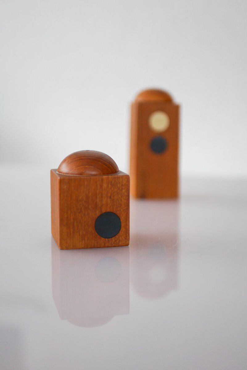 Set of Danish modernist teak salt and pepper shakers, set of 2.