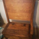 Antique solid oak armchair-bench with chest – 19th century