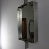 Rectangular brushed steel mirror by Xavier Feal, 1970