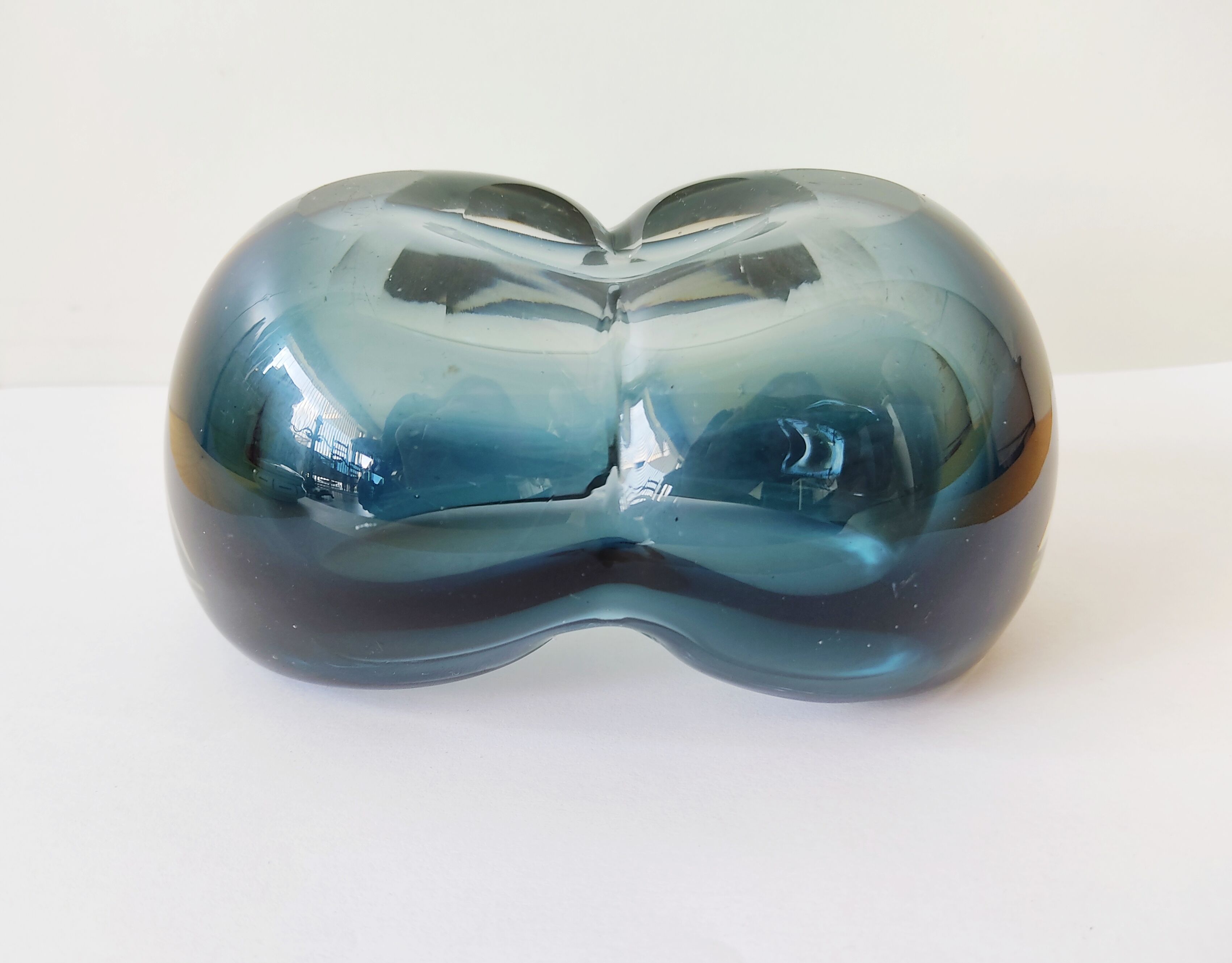 Blue-grey glass trinket bowl