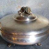 Alpaca silver metal serving dish with flowers