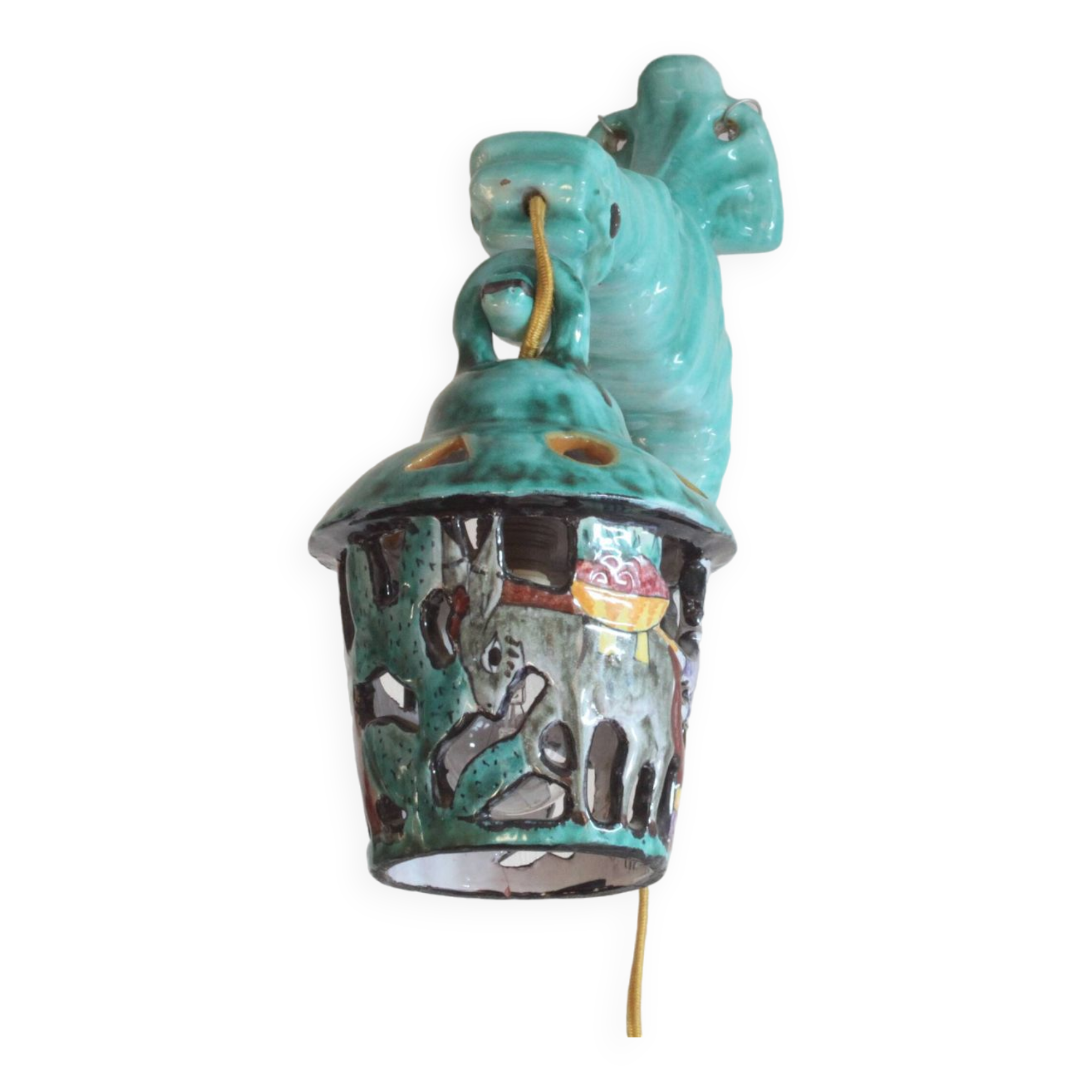 Ceramic Seahorse Lantern from Vietri Sul Mare, Italy 1960S.