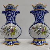 Paire de vases en faïence de quimper - fin xixe