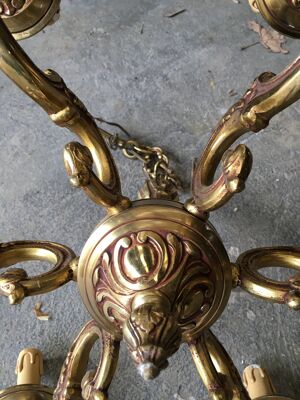 Lustre bronze doré louis XV 6 lumieres