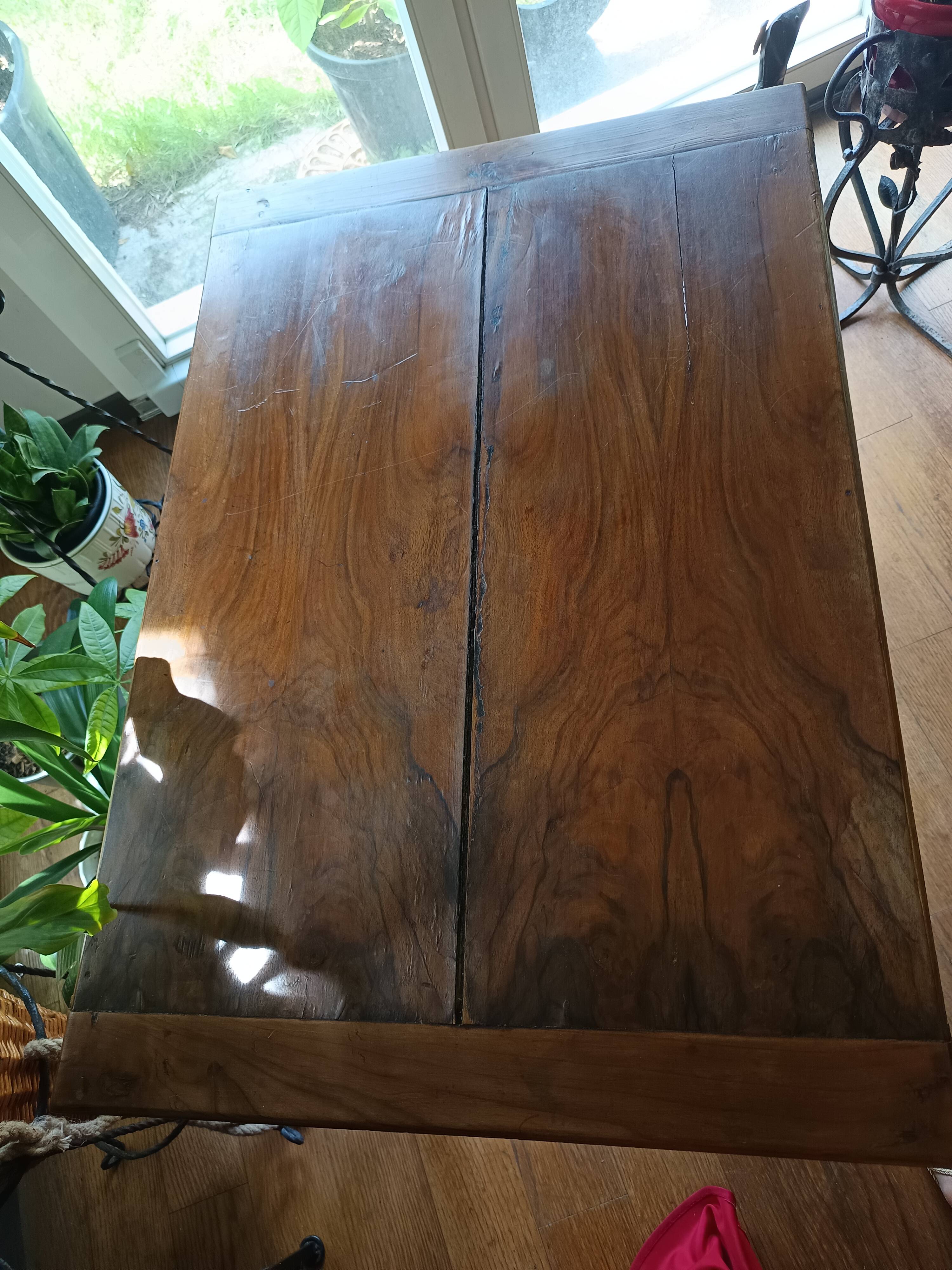 Antique solid walnut table with turned legs, france, late 19th century