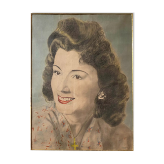 Painting "Portrait of a woman" circa 1945 signed Piero Cirio